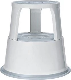 Wedo - Rollhocker, Metalen Opstapkrukje - Lichtgrijs