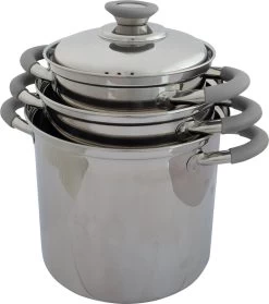 Eurotrail Pannenset Glasgow - RVS - 3 Delig - Grey -Outdoor Camping Shop 1064x1200