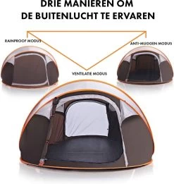 Fly Lab Luxe Pop Up Tent - Kampeer Tent - Grijs/Oranje - 4 Persoons -Outdoor Camping Shop 1136x1200 3