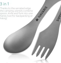 Navaris 2x Spork Titanium Campingbestek - Vork, Mes En Lepel In één - Bestek Voor Onderweg En Op Reis - Lichtgewicht - Inclusief Bewaarzakje -Outdoor Camping Shop 1148x1200 2