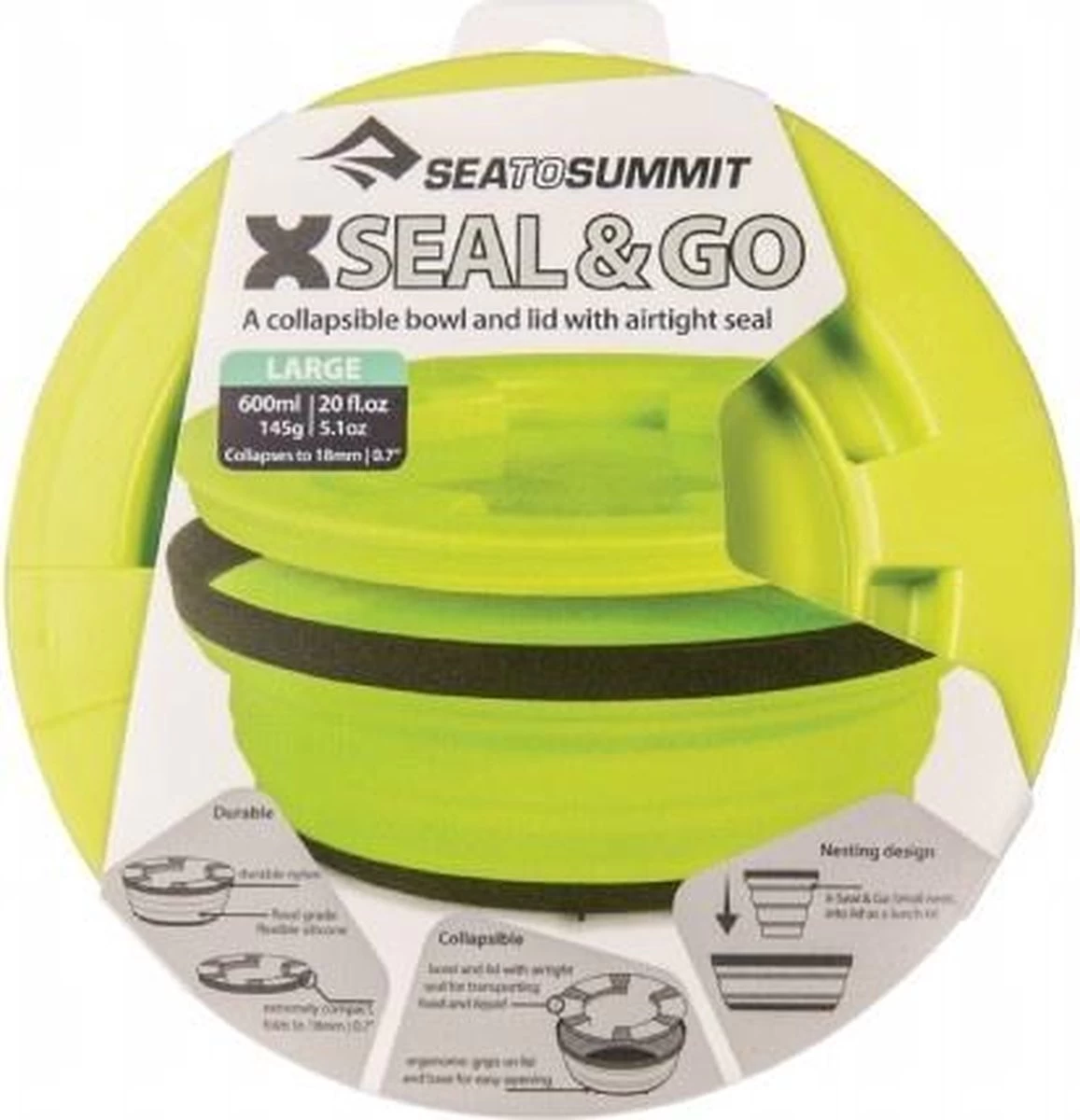 Sea To Summit X-Seal & Go Campingservies Inklapbaar - Schaal - Large - Lime 6 Sea To Summit X-Seal & Go Campingservies Inklapbaar - Schaal - Large - Lime - Afbeelding 4