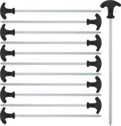 Relaxdays Tentharingen - Haringen - Schroefharingen - T-haring - 12 Stuks - Grondpennen - Zwart