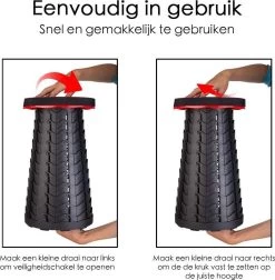 Kampeerkruk - Uitschuifbare Kruk - Rood/Zwart- Tot 120 Kg - Travel Stool - Opvouwbare Campingkruk - Inklapbaar Krukje - Telescopische Kruk - Camping - Outdoor -Outdoor Camping Shop 1175x1200 1