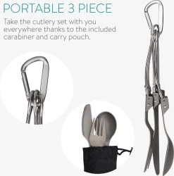 Navaris Campingbestek Van Titanium - Set Met Vork, Mes En Lepel - Inklapbaar - Bestekset Voor Onderweg - Inclusief Karabijnhaak En Bewaarzakje -Outdoor Camping Shop 1184x1200 3