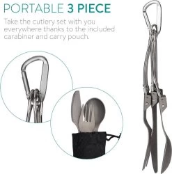 Navaris Campingbestek Van Titanium - Set Met Vork, Mes En Lepel - Inklapbaar - Bestekset Voor Onderweg - Inclusief Karabijnhaak En Bewaarzakje -Outdoor Camping Shop 1185x1200 2