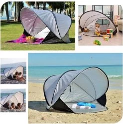 Deryan Luxe Pop Up Strandtent XXL - Anti-UV 50+ - Zilver -Outdoor Camping Shop 1185x1200 4