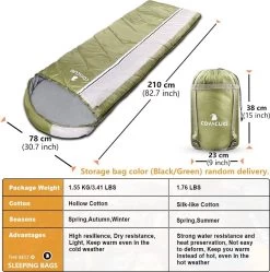COVACURE 1.5/0.8kg Slaapzak, 3 Seizoenen Ultra Warm & Lichtgewicht Slaapzak Voor Volwassenen, Envelop Compacte Outdoor Slaapzakken Met Draagbare Compressie Tas Voor Camping, Rugzakken, Wandelen... -Outdoor Camping Shop 1189x1200 2