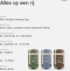 Naturehike® Slaapzak - Lichtgewicht - 205*85cm - Compact - Waterdicht - 3 Seizoenen Slaapzak Lente, Zomer & Herfst - Outdoor - Slaapzakken Volwassen & Kinderen -Outdoor Camping Shop 1190x1200 4