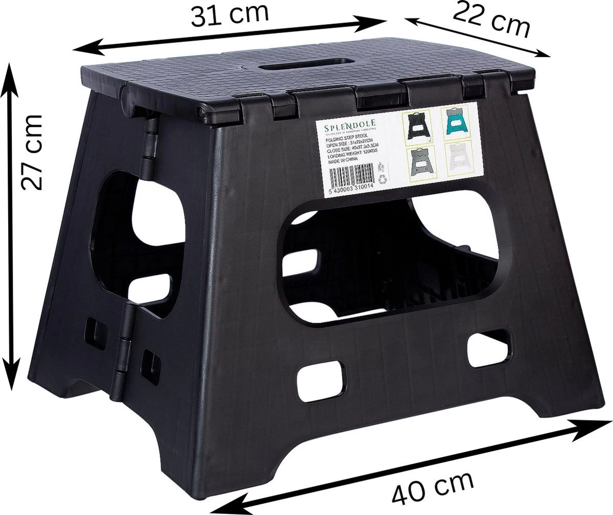 Splendole Opstapje Inklapbaar Caravanopstapje - Opvouwbaar - 120 Kg - 27 Cm Krukje Zwart 4 Splendole Opstapje Inklapbaar Caravanopstapje - Opvouwbaar - 120 Kg - 27 Cm Krukje Zwart - Afbeelding 2