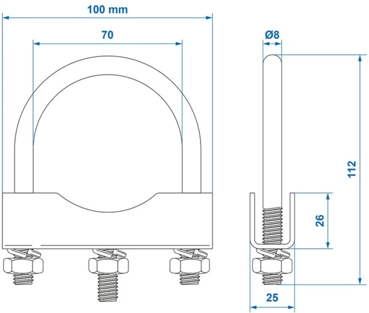 PROPLUS Pro Plus U-Beugel 60/70 Mm Voor Neuswielklem - 2 Stuks 8 PROPLUS Pro Plus U-Beugel 60/70 Mm Voor Neuswielklem - 2 Stuks - Afbeelding 6