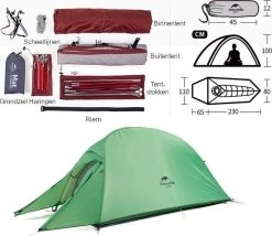 Cloud Up 1 Upgraded - Naturehike® - 1 Persoons Tent - Lichtgewicht Tent - Incl. Grondzeil - 210T 3000mm - Outdoor - Waterdicht - Hiking & Wandelen -Outdoor Camping Shop 1200x1038 2