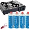 Borvat® |Draagbare Gasfornuis - Camping Kookstel - Inclusief 4 Gasflessen - Gas Stove - Gasfornuis - Kooktoestel - Outdoor - Op Reis + Gratis Smartphone Auto Magneethouder. -Outdoor Camping Shop 1200x1055