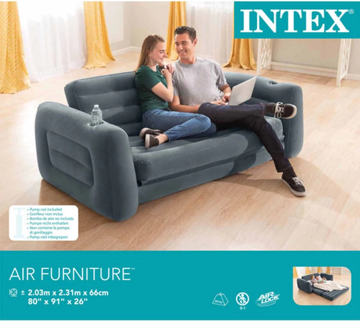 Intex Luxe Bankstel / Opblaasbare Slaapbank - 2-persoons - 203x224x66 Cm 7 Intex Luxe Bankstel / Opblaasbare Slaapbank - 2-persoons - 203x224x66 Cm - Afbeelding 5