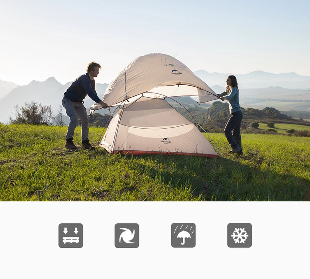 Naturehike® Cloud Up 2 Upgraded - 2 Persoons Tent - Lichtgewicht Tent - Incl. Grondzeil - 20D 4000MM - Outdoor - Waterdicht - Hiking & Wandelen 13 Naturehike® Cloud Up 2 Upgraded - 2 Persoons Tent - Lichtgewicht Tent - Incl. Grondzeil - 20D 4000MM - Outdoor - Waterdicht - Hiking & Wandelen - Afbeelding 11