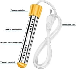Dompelaar 2000W Incl. Thermometer & Staalspons - Reisdompelaar - Emmerdompelaar - Waterkoker - Camping - Kamperen - Outdoor -Outdoor Camping Shop 1200x1100