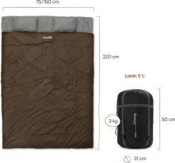 Where Tomorrow Double Slaapzak 220 X 150 Cm Diverse Kleuren - Bruin -Outdoor Camping Shop 1200x1115