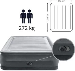 Intex Luchtbed - 2-Persoons - 152 X 203 X 33 Cm - Grijs - Met Ingebouwde Pomp, Hoeslaken Antraciet En Reparatieset -Outdoor Camping Shop 1200x1138 2