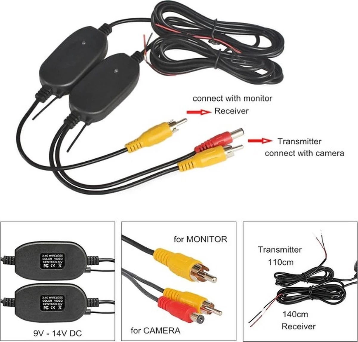 Procar® ARC2 Draadloze HD Parking Achteruitrijcamera + 5-inch TFT LCD Monitor - Zwart 4 Procar® ARC2 Draadloze HD Parking Achteruitrijcamera + 5-inch TFT LCD Monitor - Zwart - Afbeelding 2