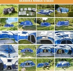 Skandika Nimbus Sleeper 12 Tent – Koepeltenten – 12 Persoons Familietent - Campingtent – Muggengaas – Sleeper Technology (3 Extra Donkere Slaapcabines) – 760 X 630 X 215 Cm (LxBxH) – 5000 Mm Waterkolom – Camping, Tuin – Kamperen – Blauw/wit -Outdoor Camping Shop 1200x1162 5