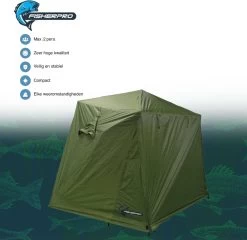FisherPro Karpertent Met Stormcover – Vistent – Tent - Bescherming Tegen Zon En Wind – 100% Waterdichte Stormhoes – Met Handige Meeneemtas – Ook Geschikt Als Strandtent Of Festivaltent – Extra Veiligheid En Warmte Door Stormcover -Outdoor Camping Shop 1200x1164 7