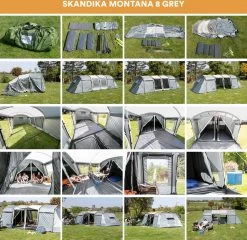 Skandika Montana 8 Tent – Tunneltenten – 8 Persoons Tent – Campingtent – 200 Cm Stahoogte – 2-4 Slaapcabines - Muggengaas – Familietent – 4 Ingangen – 700 X 310 X 200 Cm (L X B X H) - 5000 Mm Waterkolom – Outdoor, Camping – Kamperen – Blauw -Outdoor Camping Shop 1200x1166 12