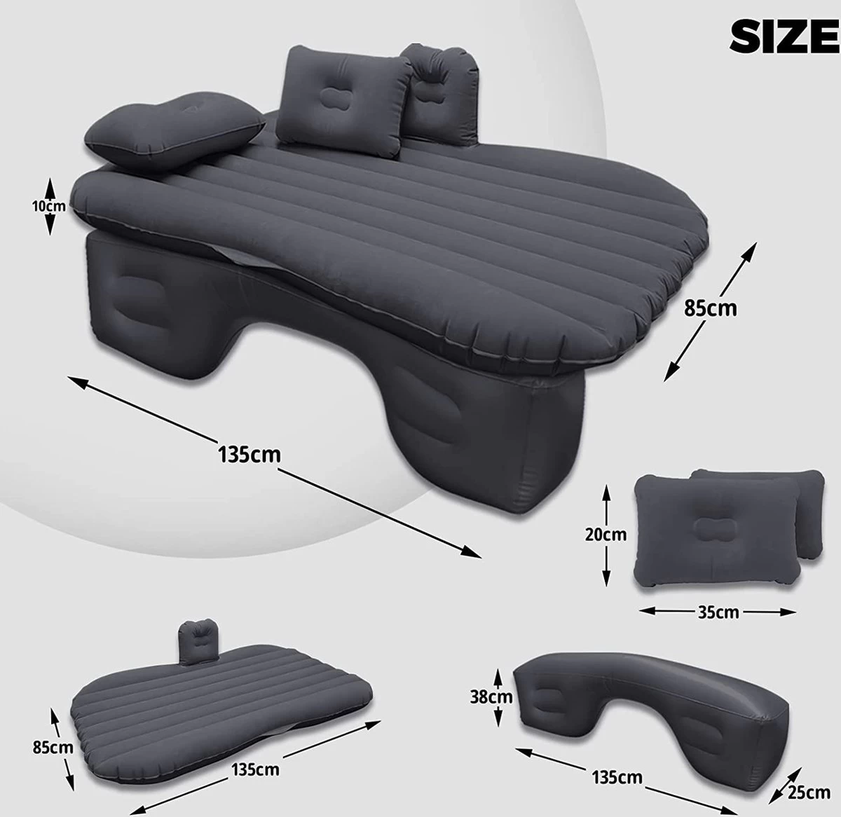 Flightmode - Opblaasbaar Matras Voor Auto, Opblaasbaar Bed, Autostoel, Comfortabel, Met Elektrische Luchtpomp En 3 Adapters, 2 Kussens En Transporttas, Voor Camping, Reizen, Strand 5 Flightmode - Opblaasbaar Matras Voor Auto, Opblaasbaar Bed, Autostoel, Comfortabel, Met Elektrische Luchtpomp En 3 Adapters, 2 Kussens En Transporttas, Voor Camping, Reizen, Strand - Afbeelding 3