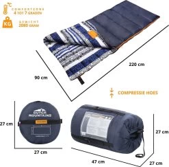 Dutch Mountains Slaapzak Goeree XL - Kussen 25x15cm - 220x90cm Katoenen Slaapzak - Tochtstrip -Outdoor Camping Shop 1200x1182 2