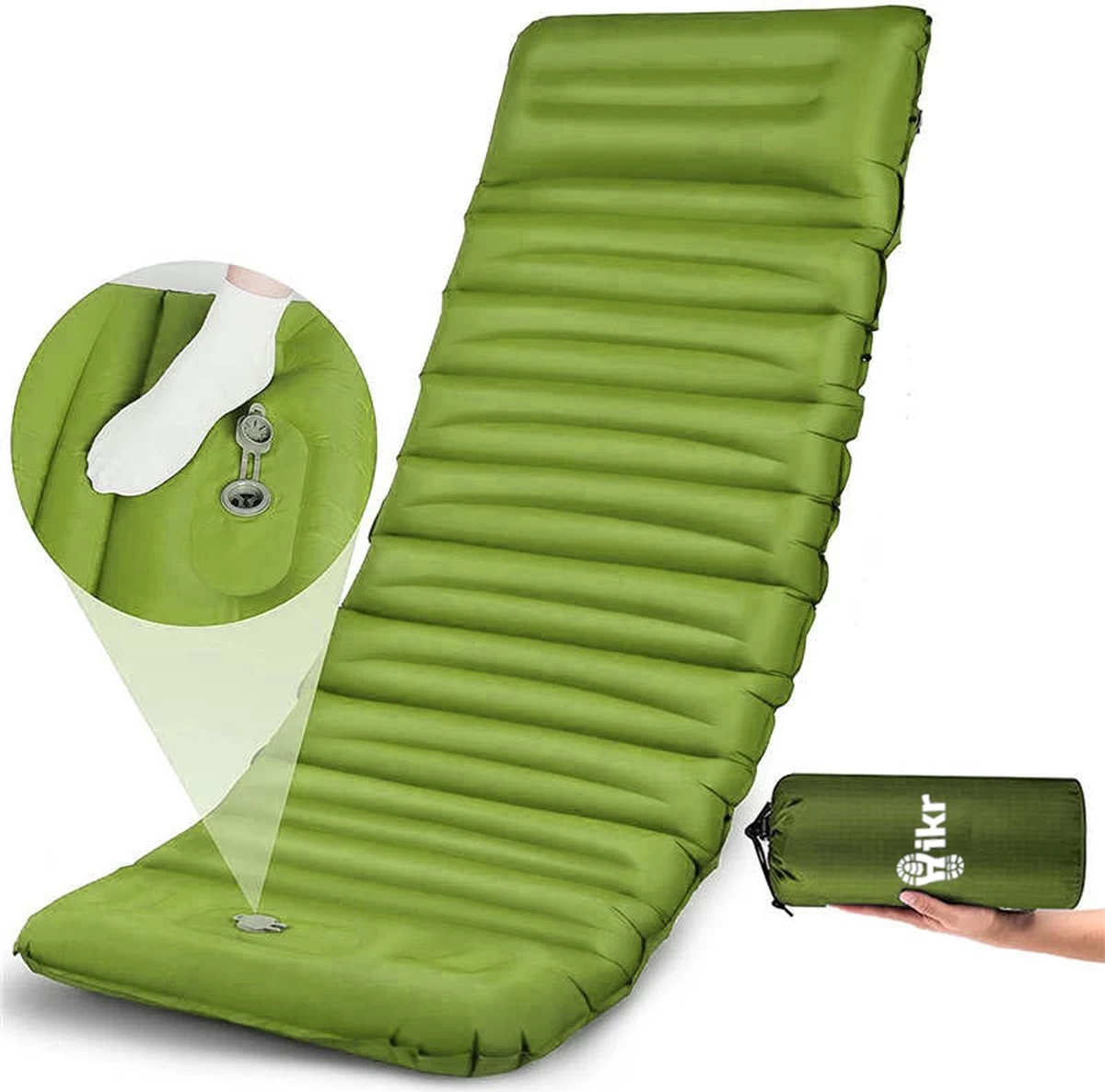 Hikr® Slaapmat 10cm+ Dikte - Comfortabel Luchtmatras - Zelfopblazend Met De Voet - TPU+40D Nylon - Slaapmatje Eenpersoons En Uit Te Breiden Tot Tweepersoons - Slaapmat Met Ingebouwde Pomp 3 Hikr® Slaapmat 10cm+ Dikte - Comfortabel Luchtmatras - Zelfopblazend Met De Voet - TPU+40D Nylon - Slaapmatje Eenpersoons En Uit Te Breiden Tot Tweepersoons - Slaapmat Met Ingebouwde Pomp
