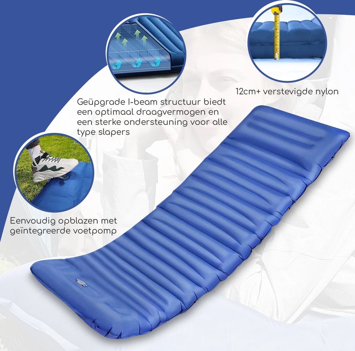 Hikr® Slaapmat 10cm+ Dikte - Comfortabel Luchtmatras - Zelfopblazend Met De Voet - TPU+40D Nylon - Slaapmatje Eenpersoons En Uit Te Breiden Tot Tweepersoons - Slaapmat Met Ingebouwde Pomp 4 Hikr® Slaapmat 10cm+ Dikte - Comfortabel Luchtmatras - Zelfopblazend Met De Voet - TPU+40D Nylon - Slaapmatje Eenpersoons En Uit Te Breiden Tot Tweepersoons - Slaapmat Met Ingebouwde Pomp - Afbeelding 2