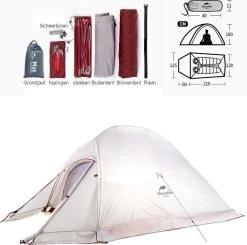Cloud Up 2 Upgraded - 4 Seizoenen - Naturehike® - Tent 2 Persoons - Lichtgewicht Tent - Incl. Gratis Grondzeil - 20D 4000MM - Waterdicht - Winter & Sneeuw -Outdoor Camping Shop 1200x1190 10