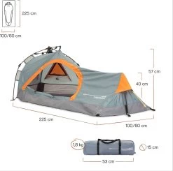 Where Tomorrow Solo Tent Pop Up 225X100X57 Cm - Grijs - 1 Persoons 13 Where Tomorrow Solo Tent Pop Up 225X100X57 Cm - Grijs - 1 Persoons -Outdoor Camping Shop 1200x1190 11