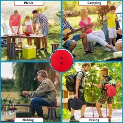 Kampeerkruk - Uitschuifbare Kruk - Rood/Zwart- Tot 120 Kg - Travel Stool - Opvouwbare Campingkruk - Inklapbaar Krukje - Telescopische Kruk - Camping - Outdoor -Outdoor Camping Shop 1200x1200 162