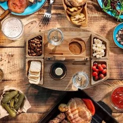 Merkloos Houten Outdoor Wijntafel Draagbare Houten Picknicktafel Mini Campingtafels Met Wijnglas Houder Voor Tuin Outdoor Camping Picknick Strand - Plataan Hout - Wijn -Outdoor Camping Shop 1200x1200 2