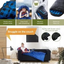Skandika Dundee Flannel-L Slaapzak – Mummmieslaapzakken – Slaapzakken Volwassen - Maat M – Unisex - Katoen, Luxe Kwaliteit, Dubbele Slaapzak, 3 Seizoenen, Tot -20°C - 220 X 80 Cm - Outdoor Kampeerslaapzak – Ritssluiting Links - Zwart/blauw -Outdoor Camping Shop 1200x1200 223
