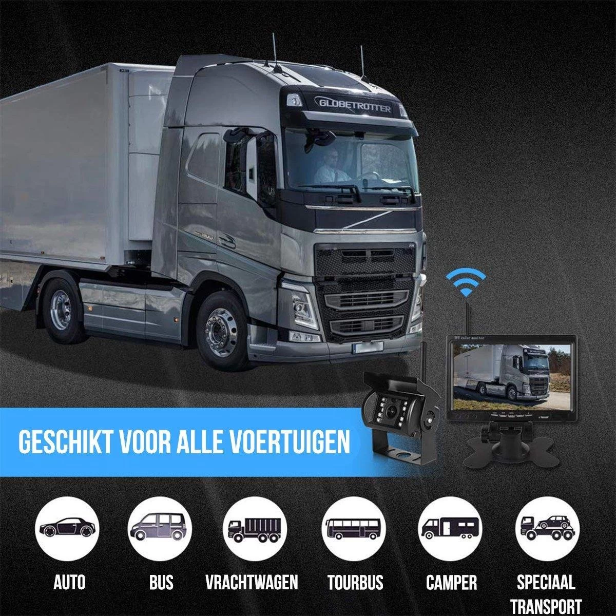 Strex Draadloze Achteruitrijcamera Met 2 Camera's - 7” Scherm - Nachtzicht 18LED 15m 4 Strex Draadloze Achteruitrijcamera Met 2 Camera's - 7” Scherm - Nachtzicht 18LED 15m - Afbeelding 2