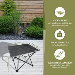 Skandika Ruka S Kleine Campingtafel – Campingtafels - Aluminium Campingtafel, Opvouwbaar, Zeer Licht, Eenvoudig Te Monteren, Stabiele Standaard - Opvouwtafel Voor Kamperen, Tenten Wandelen, Reizen, Thuis, Tuin – Tot Max. 20 Kg. - Grijs -Outdoor Camping Shop 1200x1200 48