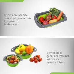 Buxibo - 3-Delige Keuken Vergiet Set Inklapbaar Groen/Grijs -Outdoor Camping Shop 1200x1200 581