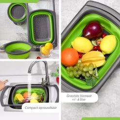 Buxibo - 3-Delige Keuken Vergiet Set Inklapbaar Groen/Grijs -Outdoor Camping Shop 1200x1200 582