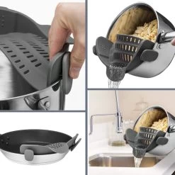 SensaHome- Siliconen Vergiet - Keuken Afgietdeksel - Afgiethulp - Siliconen - BPA Vrij - Grijs -Outdoor Camping Shop 1200x1200 594