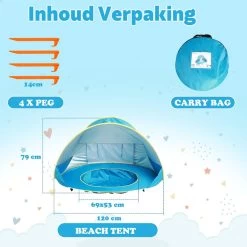 Seidon Strandtent Baby - Pop Up Tent - UV Bescherming - Baby En Kind - Waterdicht - Zwembadje - UV Bescherming -Outdoor Camping Shop 1200x1200 793