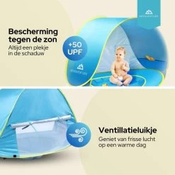 Needventure Baby Strandtent - Pop Up Tent - Windscherm Strand - Camping Strandtentje - Speeltent - Blauw -Outdoor Camping Shop 1200x1200 801