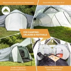 Skandika Bern 4 Koepeltent - Koepeltent - Tenten - 4 Persoons Kampeertent Met Panoramisch Dakraam, 2 Slaapcabines, Grondzeil, 210 Cm Stahoogte, Waterdicht, 4000 Mm Waterkolom - Grote Outdoor Familie Tent, Kampeertent - Grijs -Outdoor Camping Shop 1200x1200 845