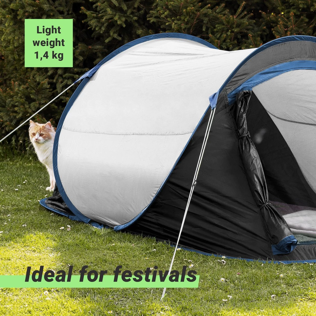 JEMIDI Tweepersoons Pop-up Tent - Opgooitent, Werptent Voor 2 Personen - Ideaal Als Festivaltent Of Kampeertent - Verschillende Kleuren 8 JEMIDI Tweepersoons Pop-up Tent - Opgooitent, Werptent Voor 2 Personen - Ideaal Als Festivaltent Of Kampeertent - Verschillende Kleuren - Afbeelding 6