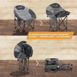 Skandika Moonchair Sirkka – Campingstoelen – Klapstoel – Vouwstoel – Kampeerstoel - Grote, Comfortabele, Campingstoel Opvouwbaar, Gepolsterd, Koelvak, Drinkhouder, Draaggreep En Draagtas, Antislipvoetjes - Max. 150 Kg – Zwart/grijs -Outdoor Camping Shop 1200x1200 88
