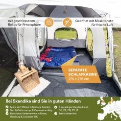 Skandika Pitea XL CROSS Tent – Koepeltenten - Autotent – Campingtent Voor SUV, Caddy, Auto, CUV - Voor Max. 4 Personen – Vrijstaand – Met/zonder Slaapcabine – Max. Stahoogte 230 Cm – 3000mm Waterkolom - 475 X 290 X 230 Cm (LxBxH) – Kamperen - Grijs -Outdoor Camping Shop 1200x1200 892