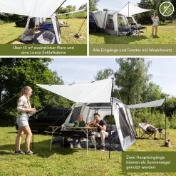 Skandika Pitea XL CROSS Tent – Koepeltenten - Autotent – Campingtent Voor SUV, Caddy, Auto, CUV - Voor Max. 4 Personen – Vrijstaand – Met/zonder Slaapcabine – Max. Stahoogte 230 Cm – 3000mm Waterkolom - 475 X 290 X 230 Cm (LxBxH) – Kamperen - Grijs -Outdoor Camping Shop 1200x1200 895