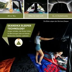 Skandika Nimbus Sleeper 12 Tent – Koepeltenten – 12 Persoons Familietent - Campingtent – Muggengaas – Sleeper Technology (3 Extra Donkere Slaapcabines) – 760 X 630 X 215 Cm (LxBxH) – 5000 Mm Waterkolom – Camping, Tuin – Kamperen – Blauw/wit -Outdoor Camping Shop 1200x1200 901