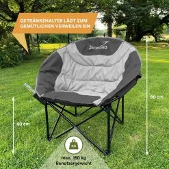 Skandika Moonchair Sirkka – Campingstoelen – Klapstoel – Vouwstoel – Kampeerstoel - Grote, Comfortabele, Campingstoel Opvouwbaar, Gepolsterd, Koelvak, Drinkhouder, Draaggreep En Draagtas, Antislipvoetjes - Max. 150 Kg – Zwart/grijs -Outdoor Camping Shop 1200x1200 91