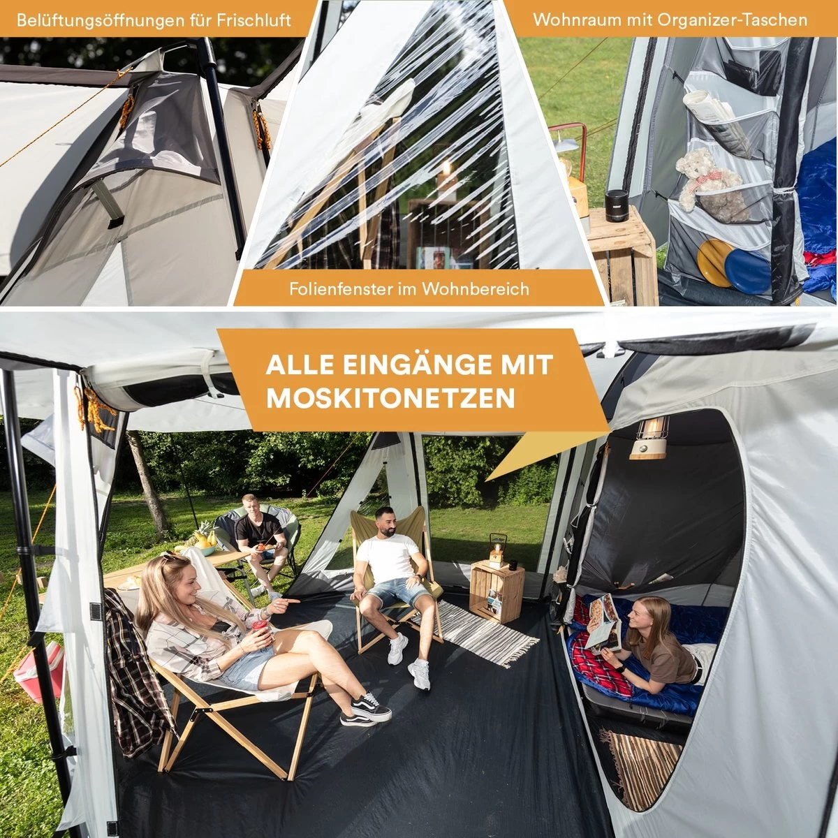 Skandika Pitea XL UP Tent – Koepeltenten - Autotent – 4 Persoons Campingtent Voor SUV, Caddy, Auto, CUV – Vrijstaand – Met/zonder Slaapcabine – Max. Stahoogte 200 Cm – Waterdicht Met 3000mm Waterkolom - 515 X 300 X 200 Cm (LxBxH) – Kamperen - Grijs 9 Skandika Pitea XL UP Tent – Koepeltenten - Autotent – 4 Persoons Campingtent Voor SUV, Caddy, Auto, CUV – Vrijstaand – Met/zonder Slaapcabine – Max. Stahoogte 200 Cm – Waterdicht Met 3000mm Waterkolom - 515 X 300 X 200 Cm (LxBxH) – Kamperen - Grijs - Afbeelding 7