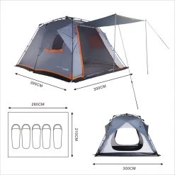 Where Tomorrow Gezinstent Met Zonnendak 300X395X200 Cm- Grijs - 5 Persoons -Outdoor Camping Shop 1200x1200 937